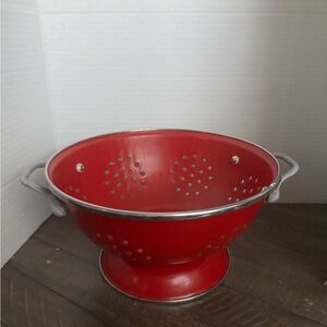Vintage Burnt Red Enamel Colander
